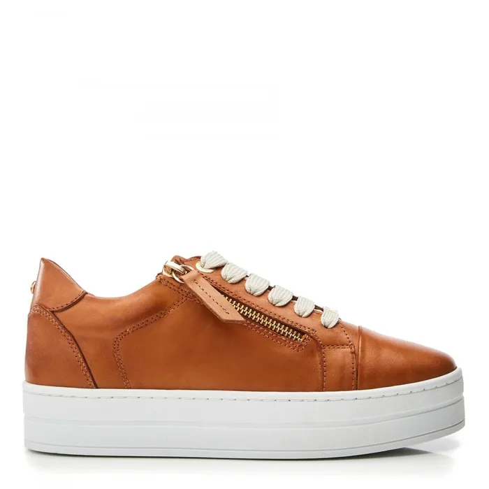 Casual Trainers Women Moda In Pelle Abbiy Tan Leather