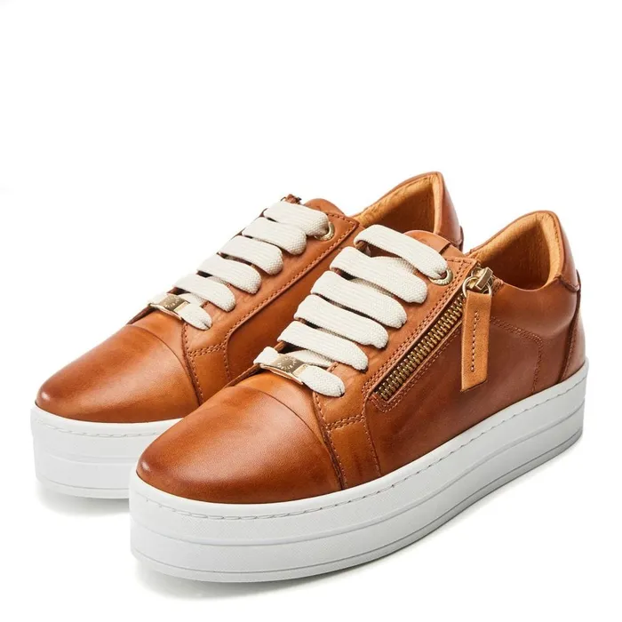Casual Trainers Women Moda In Pelle Abbiy Tan Leather