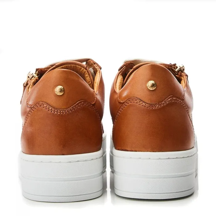 Casual Trainers Women Moda In Pelle Abbiy Tan Leather