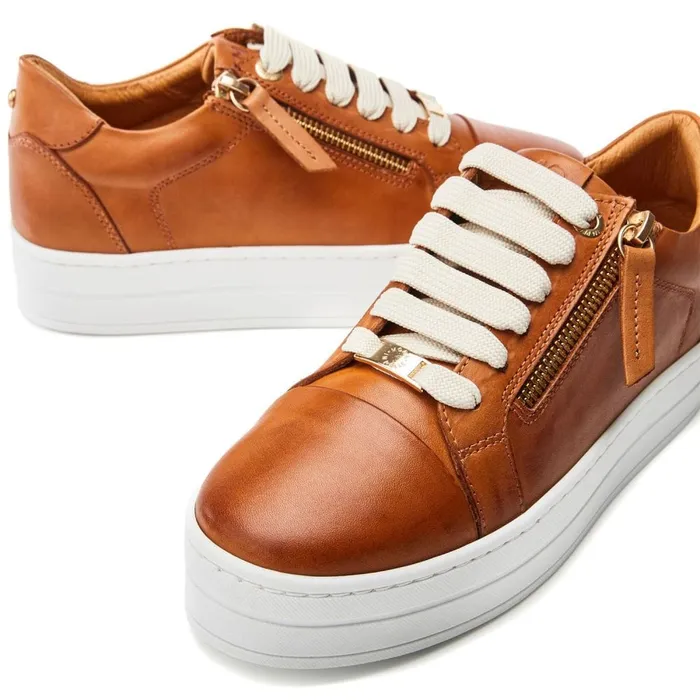 Casual Trainers Women Moda In Pelle Abbiy Tan Leather