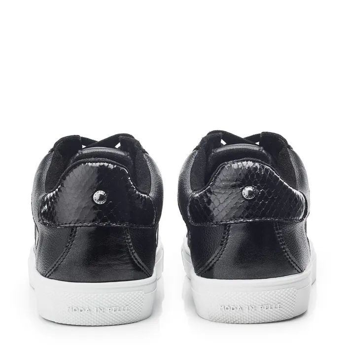 Casual Trainers Women Moda In Pelle Abrini Black Leather