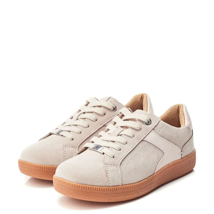 Casual Trainers Women Moda In Pelle Allette Beige Suede