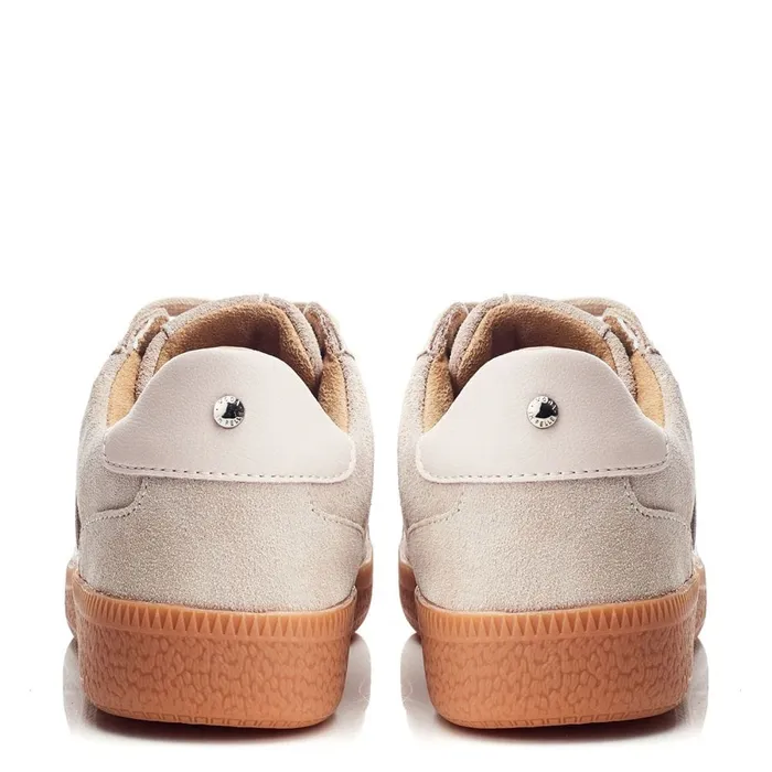 Casual Trainers Women Moda In Pelle Allette Beige Suede