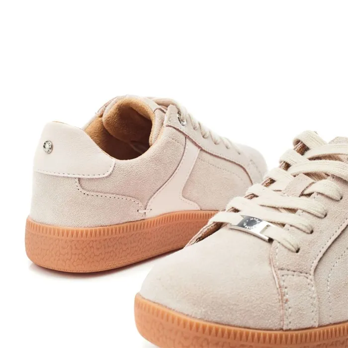 Casual Trainers Women Moda In Pelle Allette Beige Suede