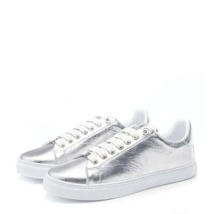 Casual Trainers Women Moda In Pelle Ariia Silver Leather