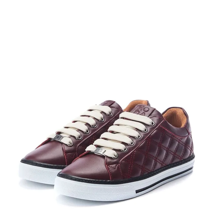 Casual Trainers Women Moda In Pelle Arzon Burgundy Leather