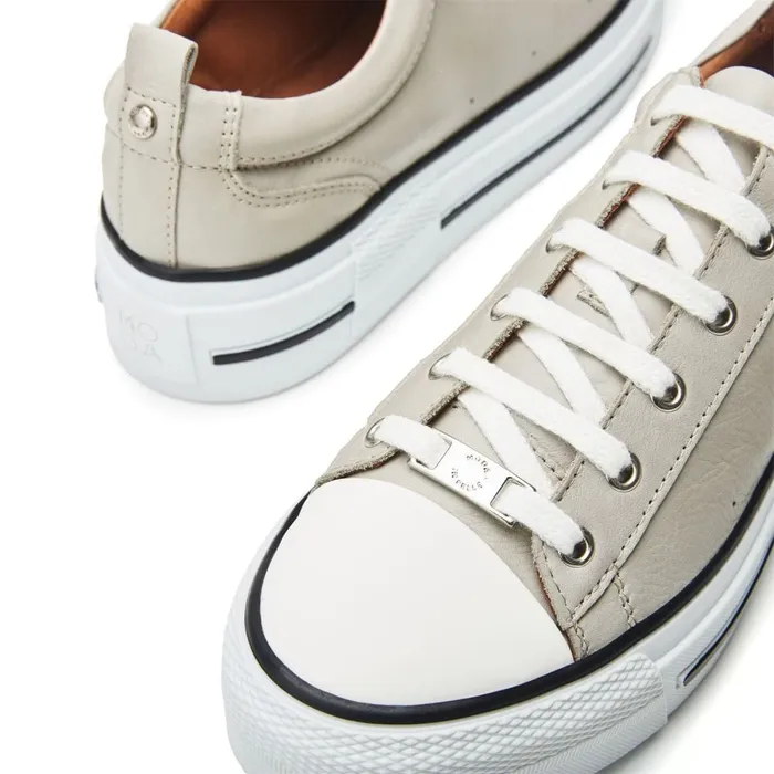 Casual Trainers Women Moda In Pelle Avena Light Grey Leather