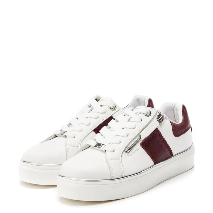 Casual Trainers Women Moda In Pelle Bacary White Red Porvair
