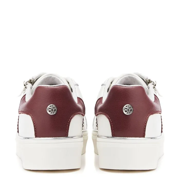 Casual Trainers Women Moda In Pelle Bacary White Red Porvair