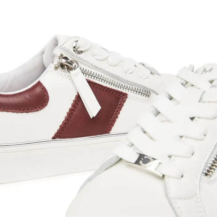 Casual Trainers Women Moda In Pelle Bacary White Red Porvair