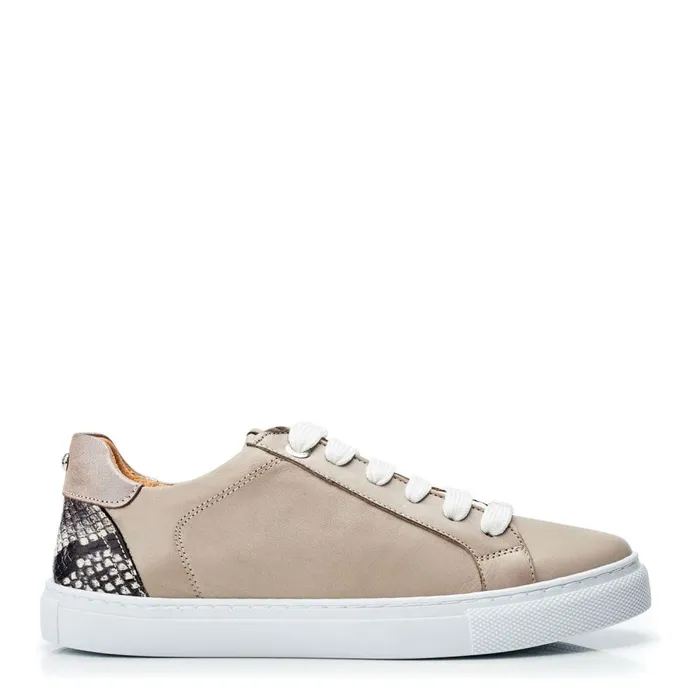 Casual Trainers Women Moda In Pelle Braidie Taupe Leather