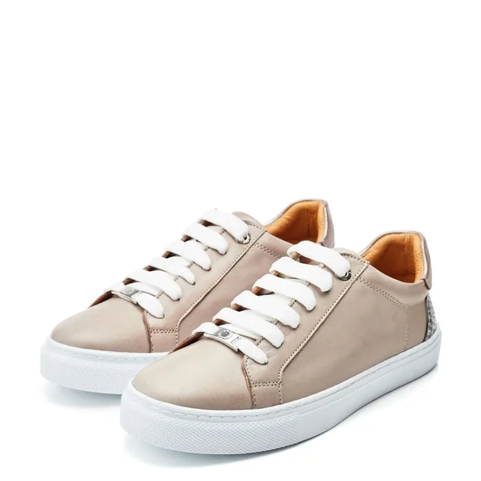 Casual Trainers Women Moda In Pelle Braidie Taupe Leather
