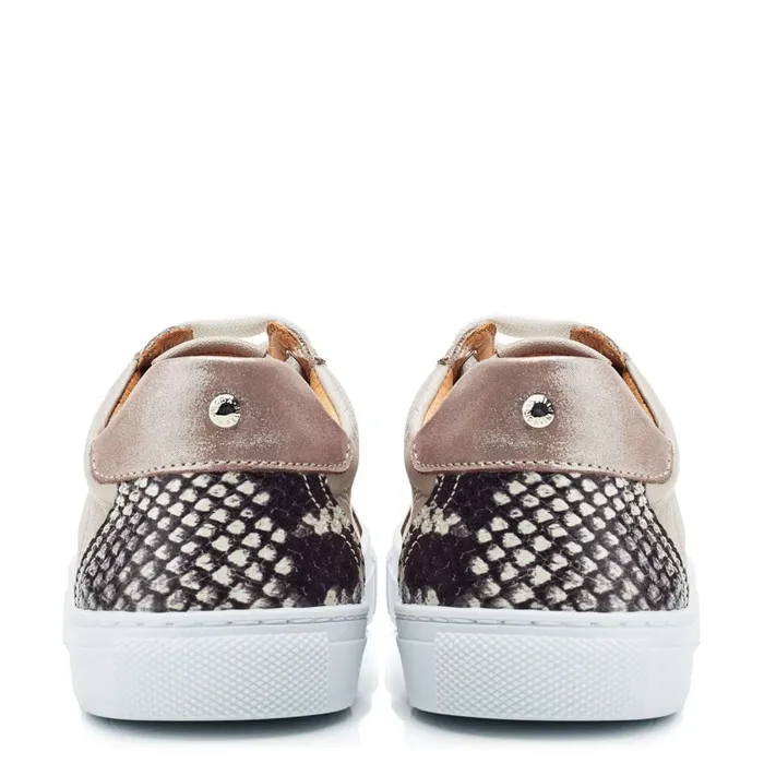 Casual Trainers Women Moda In Pelle Braidie Taupe Leather