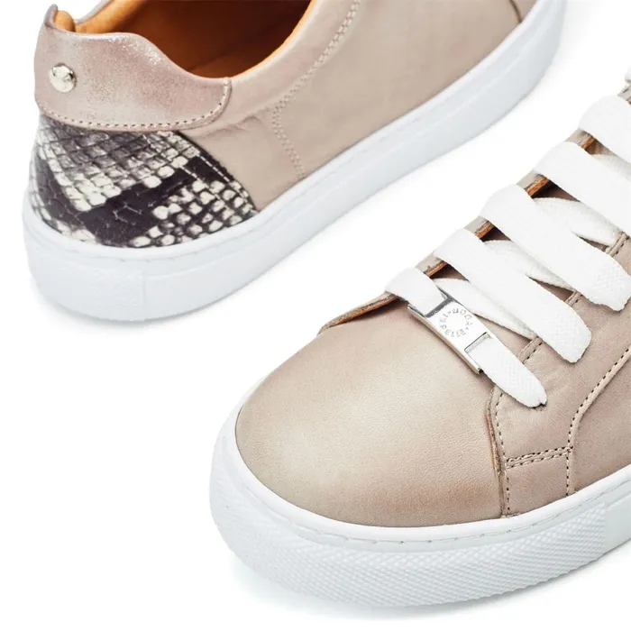 Casual Trainers Women Moda In Pelle Braidie Taupe Leather