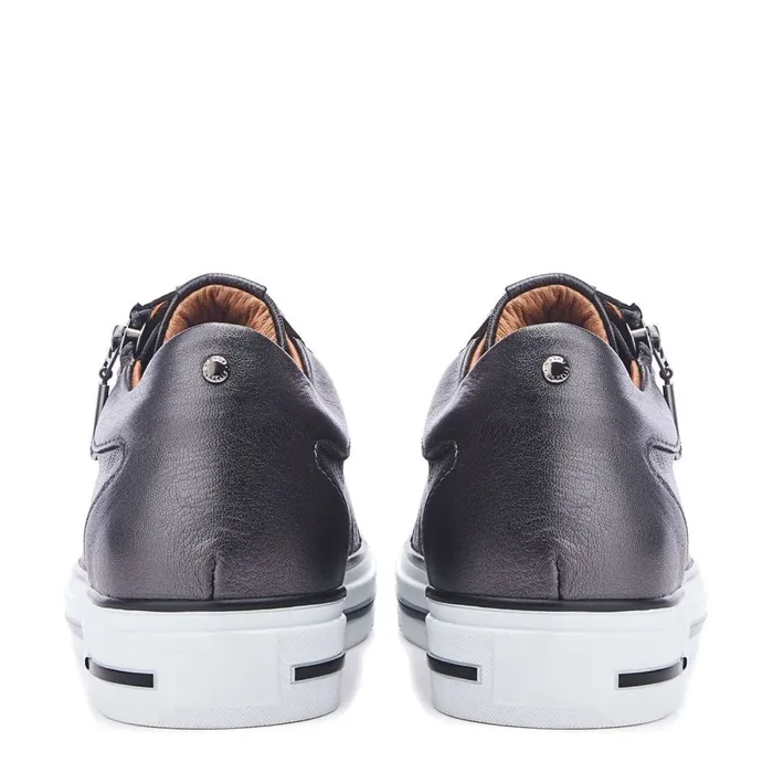 Casual Trainers Women Moda In Pelle Bramleigh Grey Metallic Leather