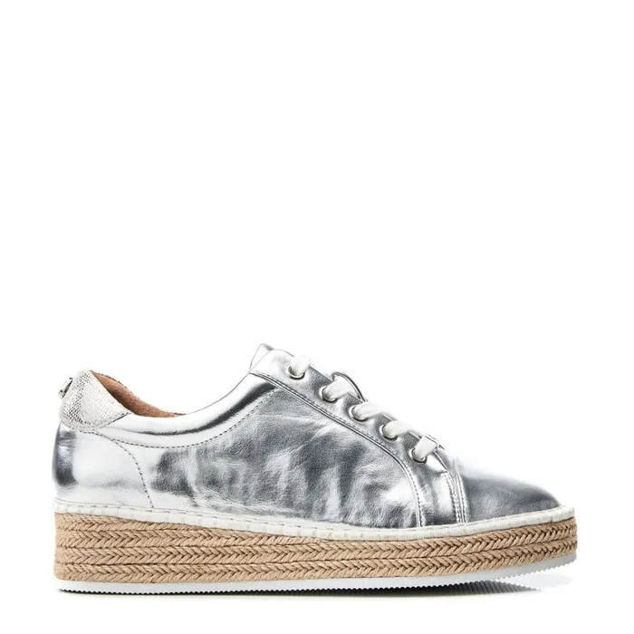 Casual Trainers Women Moda In Pelle Breely Silver Metallic