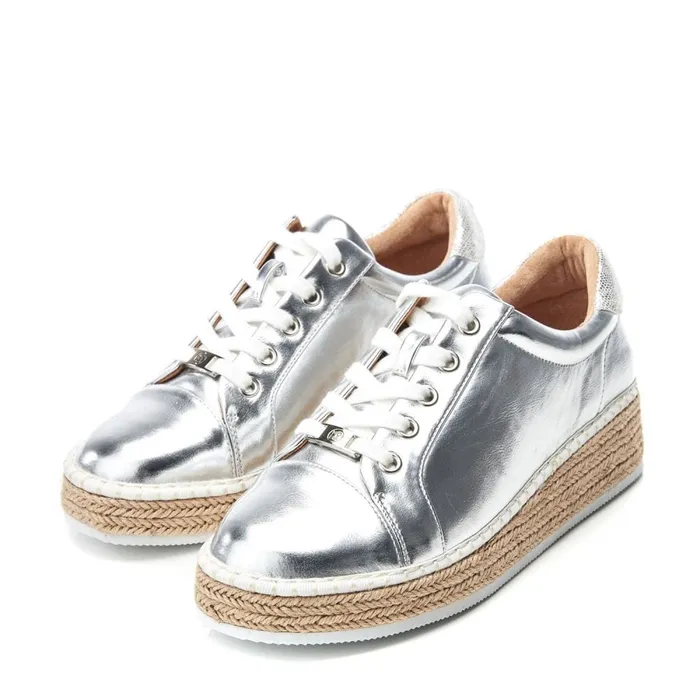 Casual Trainers Women Moda In Pelle Breely Silver Metallic