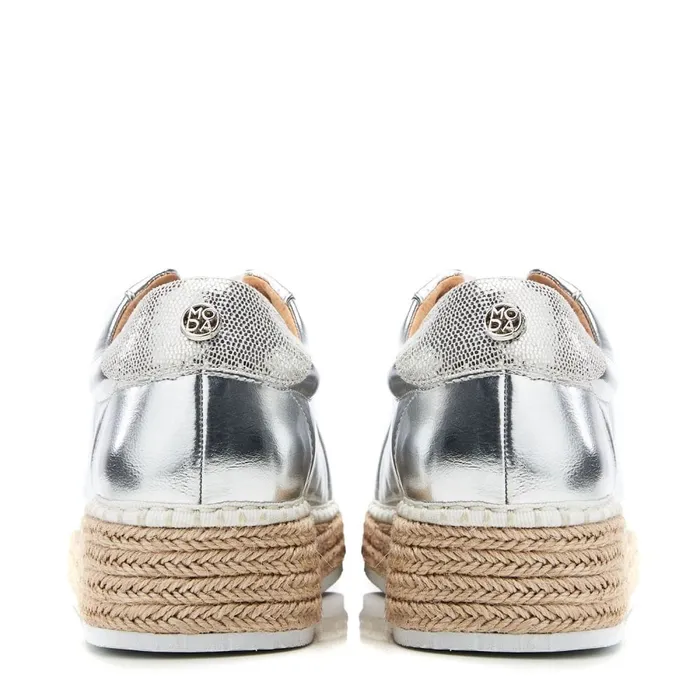 Casual Trainers Women Moda In Pelle Breely Silver Metallic
