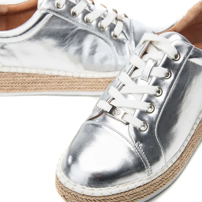 Casual Trainers Women Moda In Pelle Breely Silver Metallic