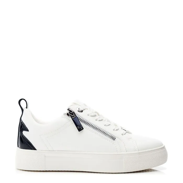 Casual Trainers Women Moda In Pelle Brumath White Black Porvair
