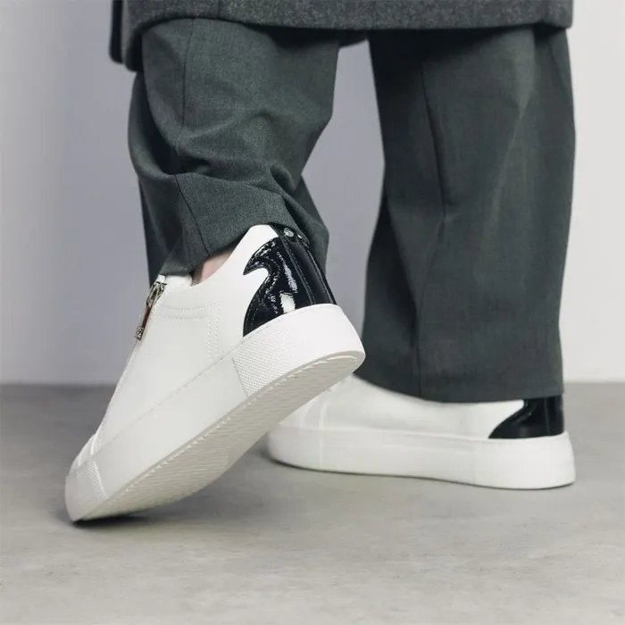 Casual Trainers Women Moda In Pelle Brumath White Black Porvair