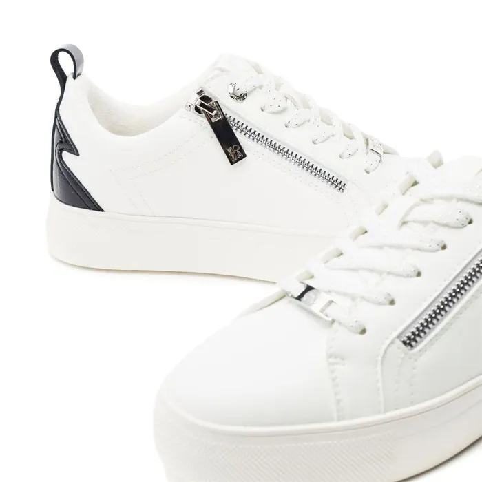 Casual Trainers Women Moda In Pelle Brumath White Black Porvair