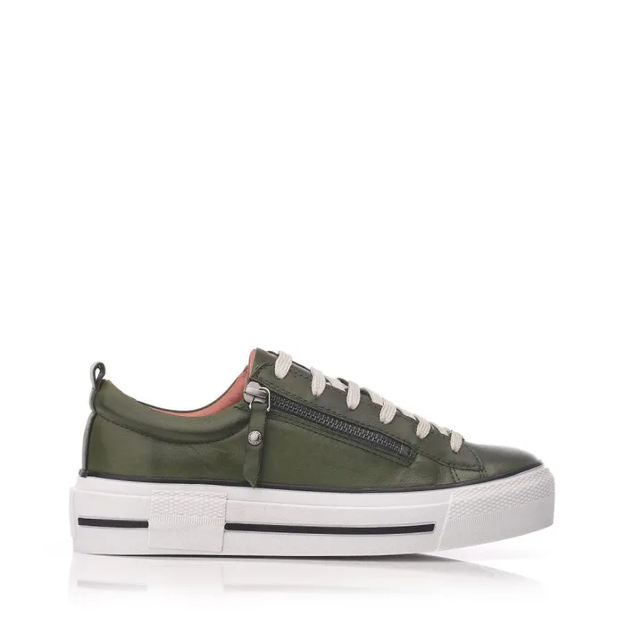 Casual Trainers Women Moda In Pelle Filician Green Leather