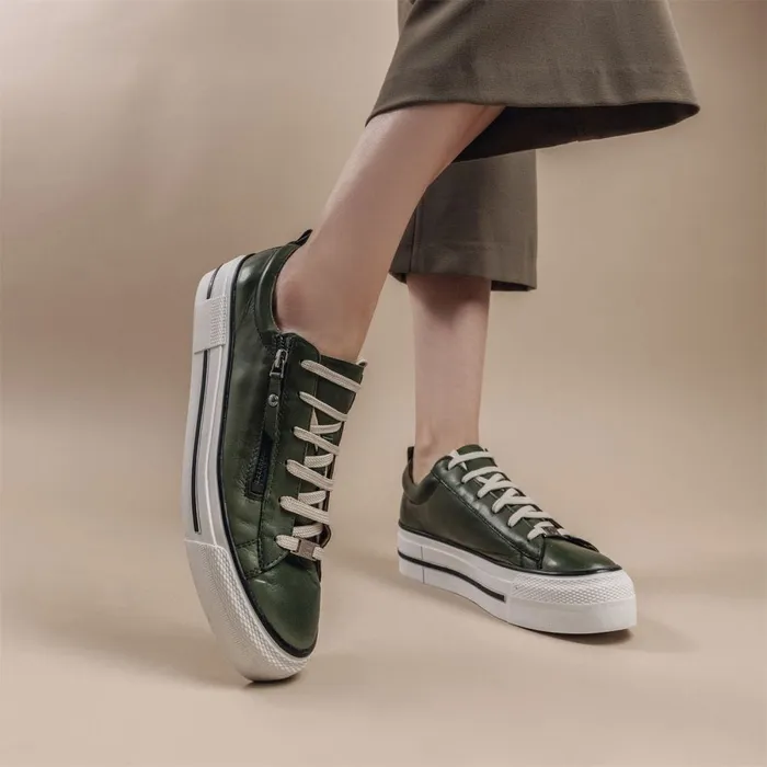 Casual Trainers Women Moda In Pelle Filician Green Leather