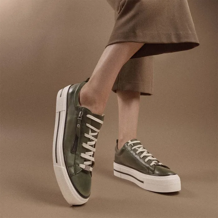 Casual Trainers Women Moda In Pelle Filician Green Leather
