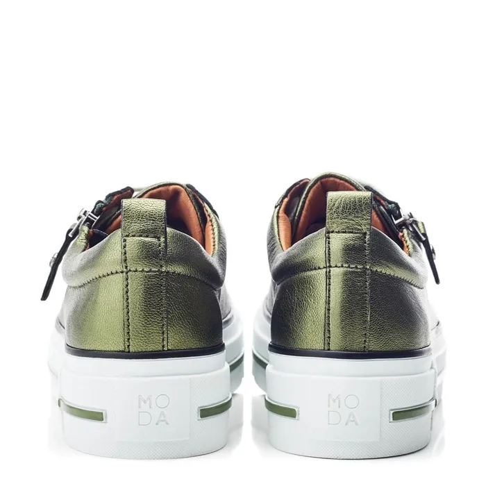 Casual Trainers Women Moda In Pelle Filician Green Metallic Leather