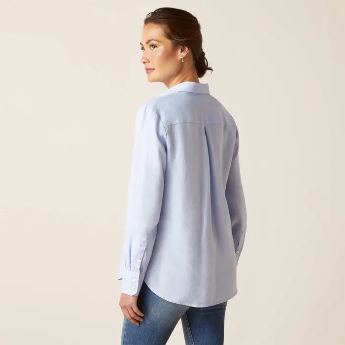 Cazadero Blouse Chambray Blue Women Ariat TShirts and Tops Cazadero Blouse Chambray Blue Women Ariat TShirts and Tops