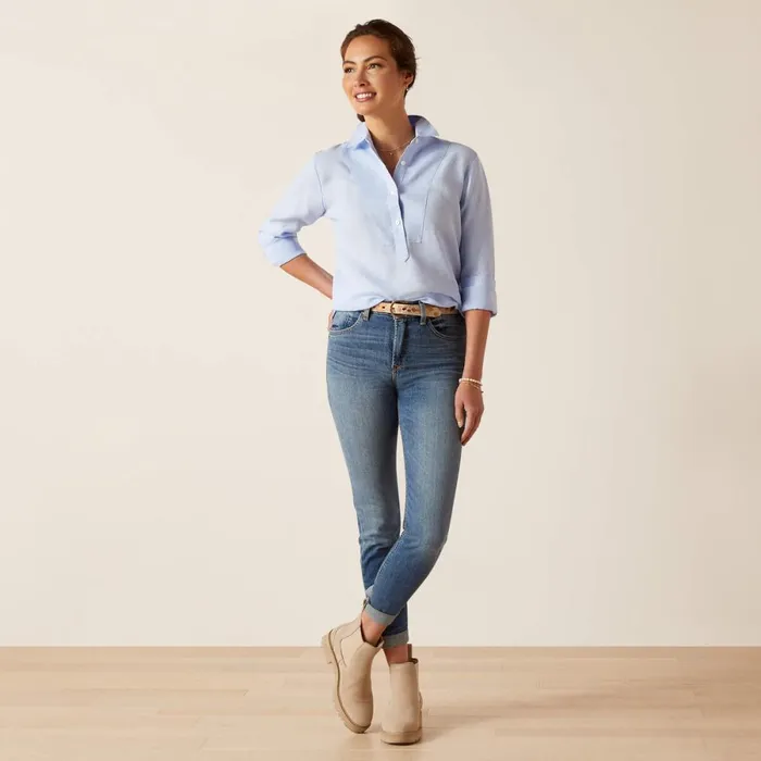 Cazadero Blouse Chambray Blue Women Ariat TShirts and Tops Cazadero Blouse Chambray Blue Women Ariat TShirts and Tops