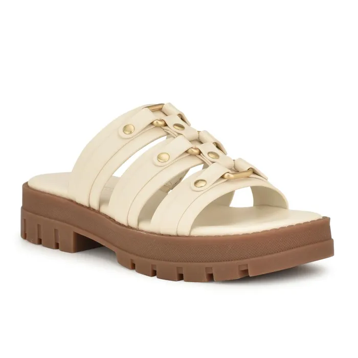 Cazz Fisherman Slide Sandals Ivory Women Nine West Low Heel Cazz Fisherman Slide Sandals Ivory Women Nine West Low Heel