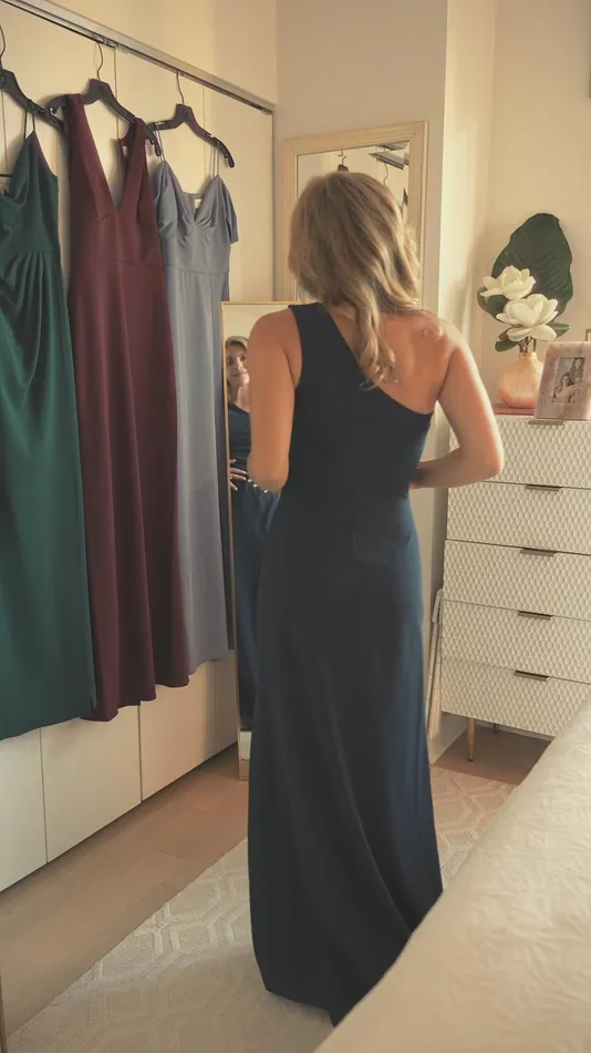 Cece 4Way Stretch Crepe Gown 8211 Navy Women Sachin and Babi Formal