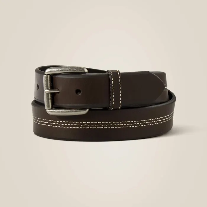 Center Triple Stitch Belt Brown Men Ariat Belts