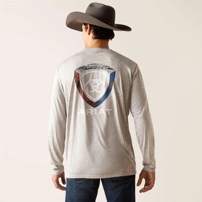 Charger Woodgrain Shield TShirt Grey Heather Men Ariat TShirts and Polos Charger Woodgrain Shield TShirt Grey Heather Men Ariat TShirts and Polos