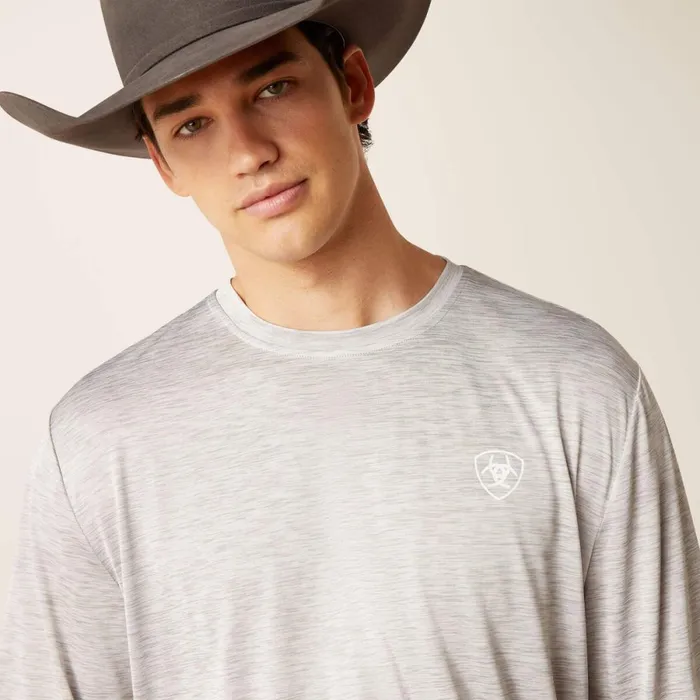 Charger Woodgrain Shield TShirt Grey Heather Men Ariat TShirts and Polos Charger Woodgrain Shield TShirt Grey Heather Men Ariat TShirts and Polos