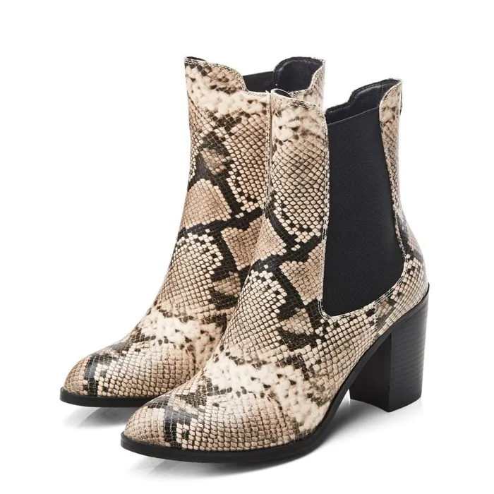 Chelsea Boots Women Moda In Pelle Briee Natural Snake Print