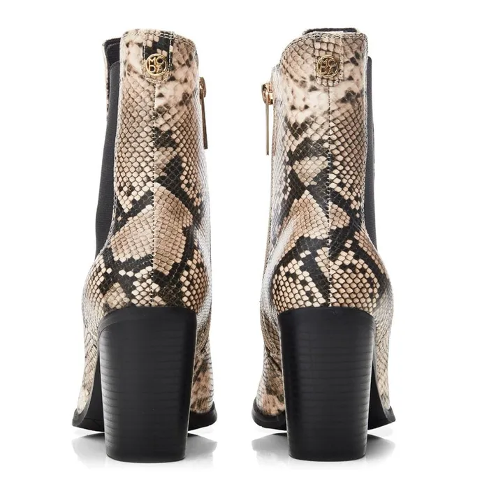 Chelsea Boots Women Moda In Pelle Briee Natural Snake Print