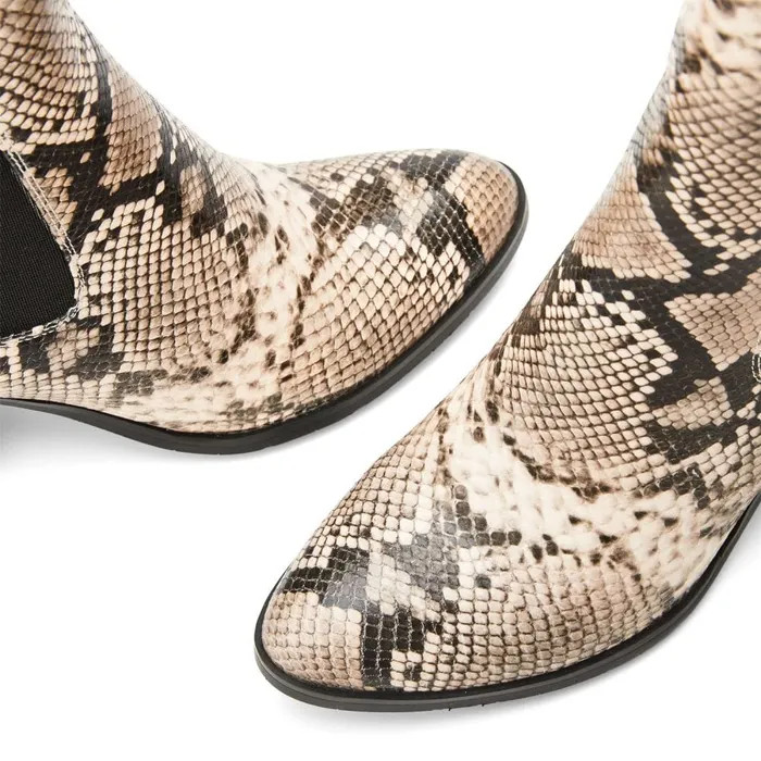 Chelsea Boots Women Moda In Pelle Briee Natural Snake Print