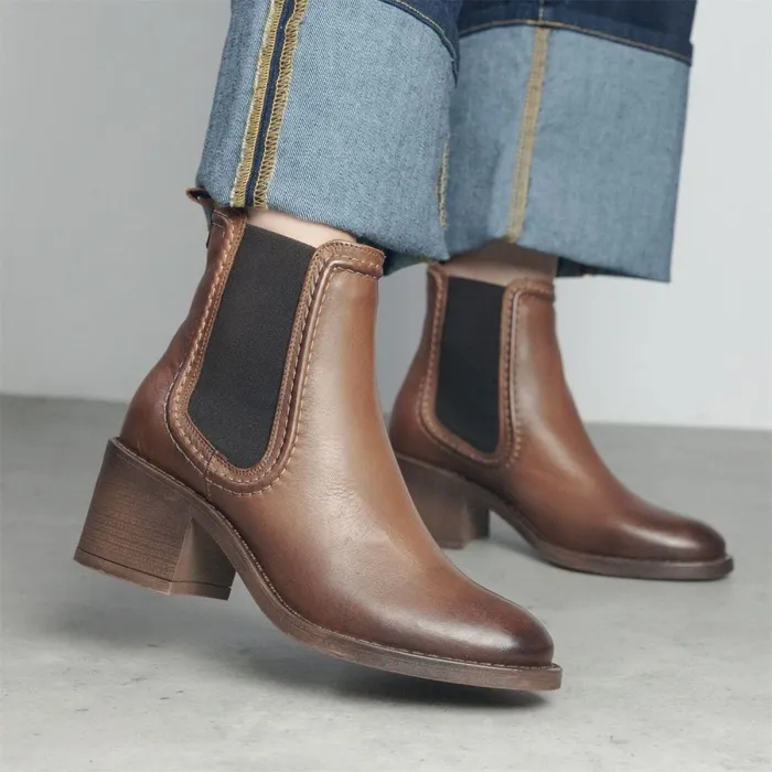 Chelsea Boots Women Moda In Pelle Omally Tan Leather