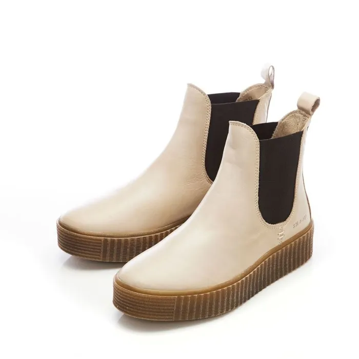 Chelsea Boots Women Moda In Pelle Shoon Sh Illom Cream Leather