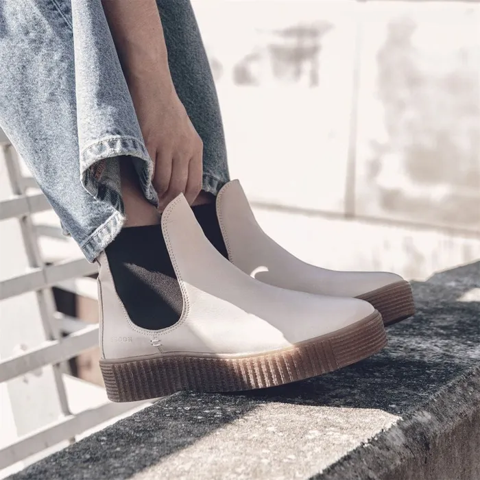 Chelsea Boots Women Moda In Pelle Shoon Sh Illom Cream Leather