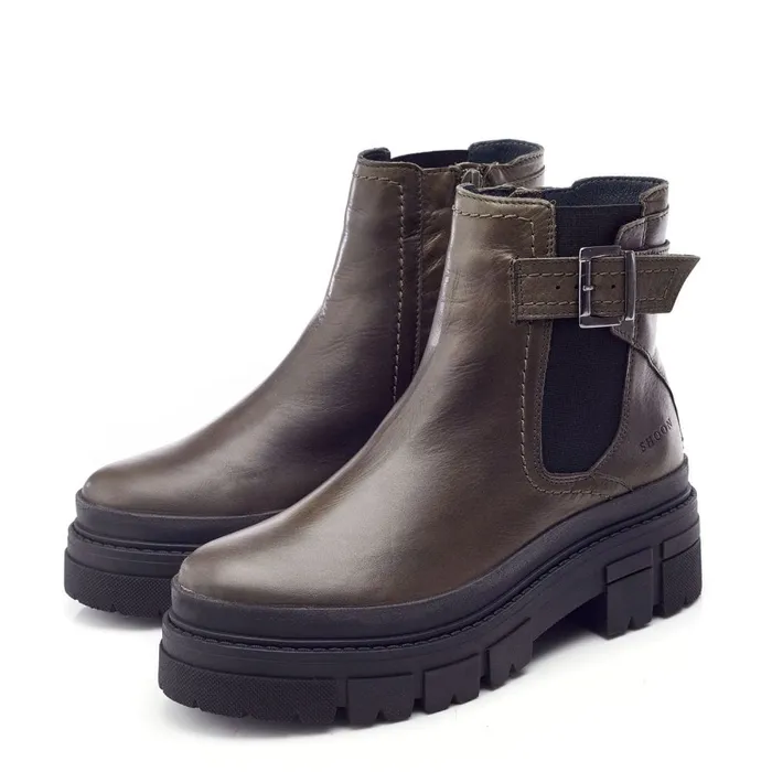 Chelsea Boots Women Moda In Pelle Shoon Sh Oller Olive Leather