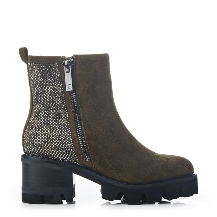 Chunky Boots Women Moda In Pelle Angeli Khaki Suede