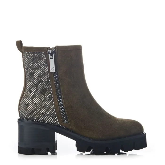 Chunky Boots Women Moda In Pelle Angeli Khaki Suede