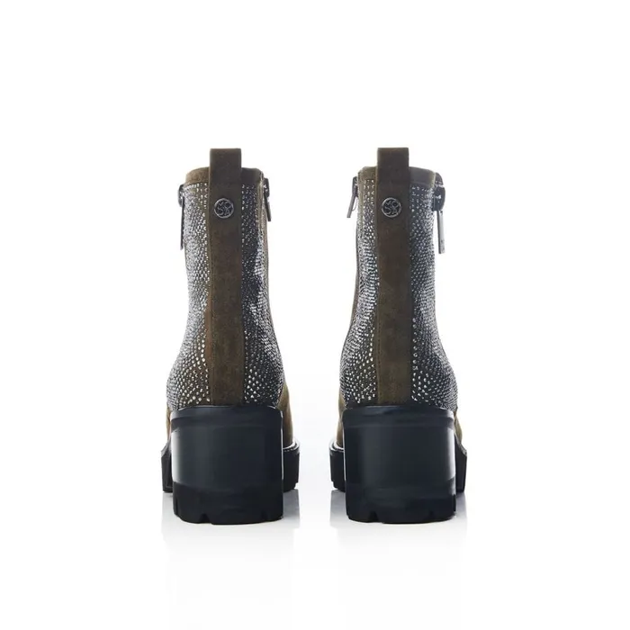 Chunky Boots Women Moda In Pelle Angeli Khaki Suede
