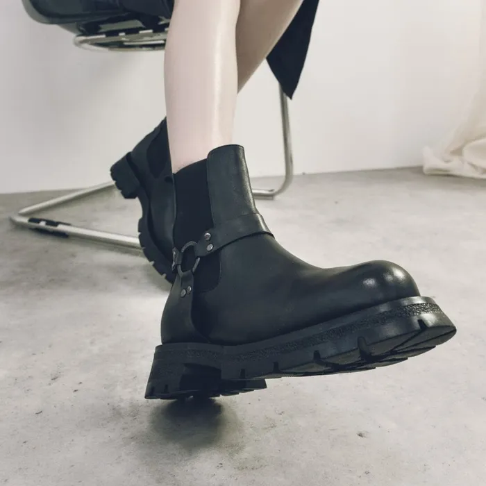 Chunky Boots Women Moda In Pelle Bsoleful BRingo Black Leather