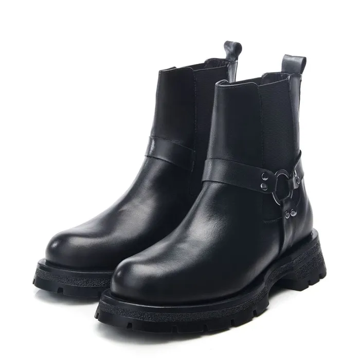 Chunky Boots Women Moda In Pelle Bsoleful BRingo Black Leather