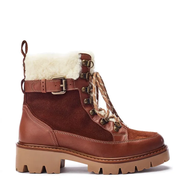 Chunky Boots Women Moda In Pelle Ottavia Tan Leather